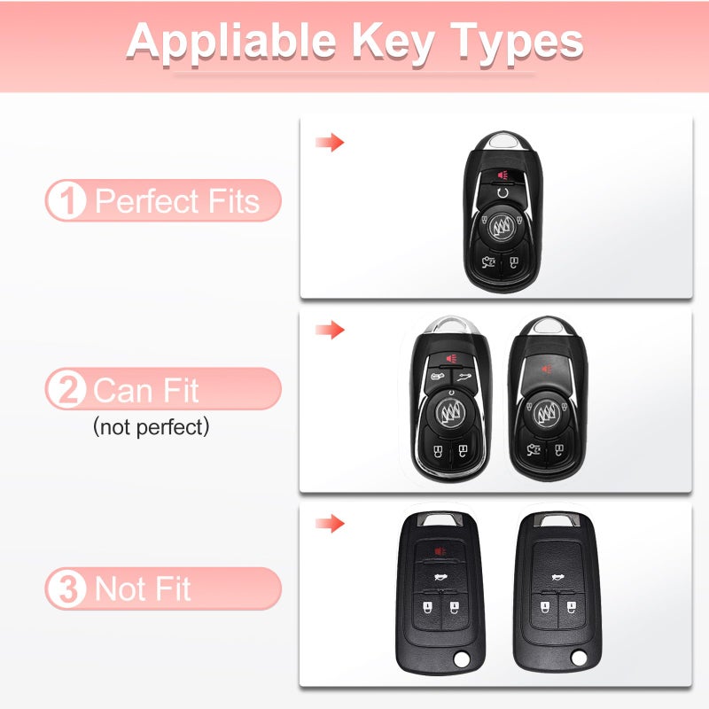 Pangpai Pink Key Fob Cover for Buick, Soft TPU Key Case Protection with Bling Keychain Fit for Buick Encore Enclave Lacrosse Envision Verano Regal GL8 5 Buttons Smart Key - Image 2